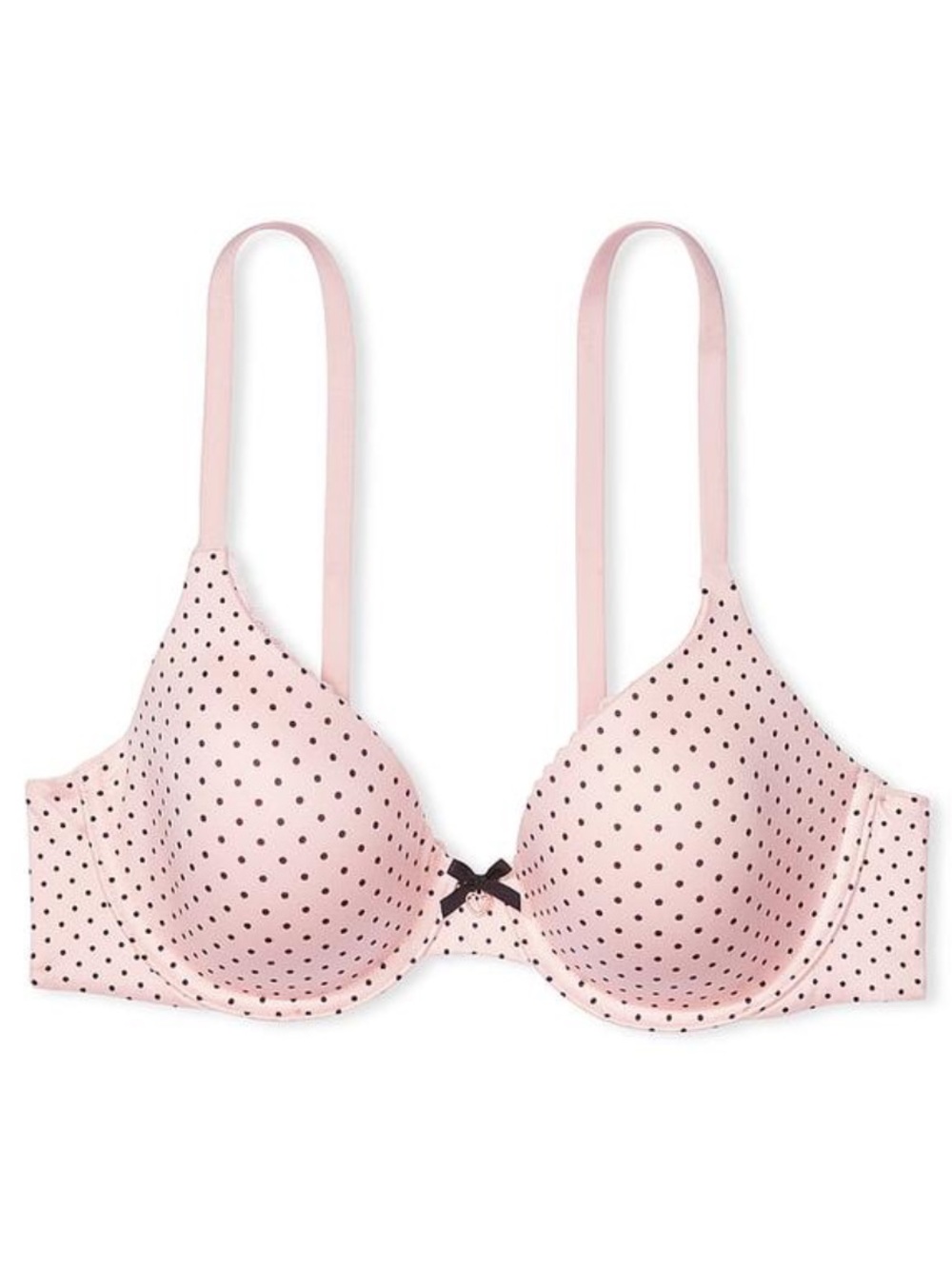 Body by Victoria’s Secret Pink Polka Dot Bra Black Bow Lined Perfect Coverage